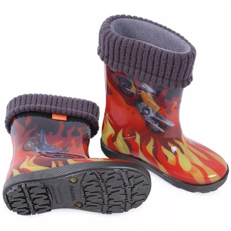 Dětské zateplené holínky Demar Hawai Lux Exclusive ED plameny